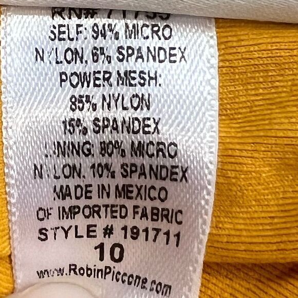 Robin Piccone Luca Bandeau Strapless One Piece Swimsuit Belted Mustard Womens 10 - Picture 5 of 15